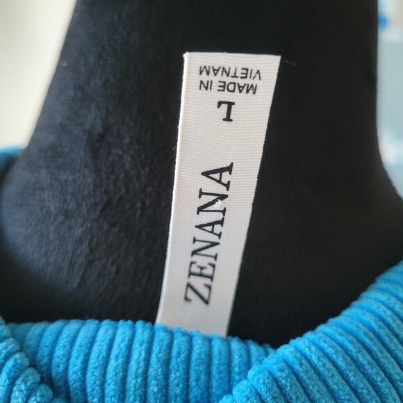 Zenana Blue Corduroy Button-Up Jacket Size L – Soft Ribbed Texture, Side Pockets - Picture 5 of 10